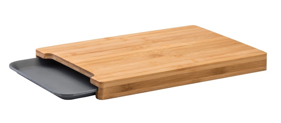 CASA Tablas De Cortar | Bamboo Tabla Para Cortar Con Recipiente Gris, Natural