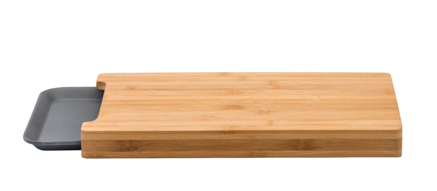 CASA Tablas De Cortar | Bamboo Tabla Para Cortar Con Recipiente Gris, Natural