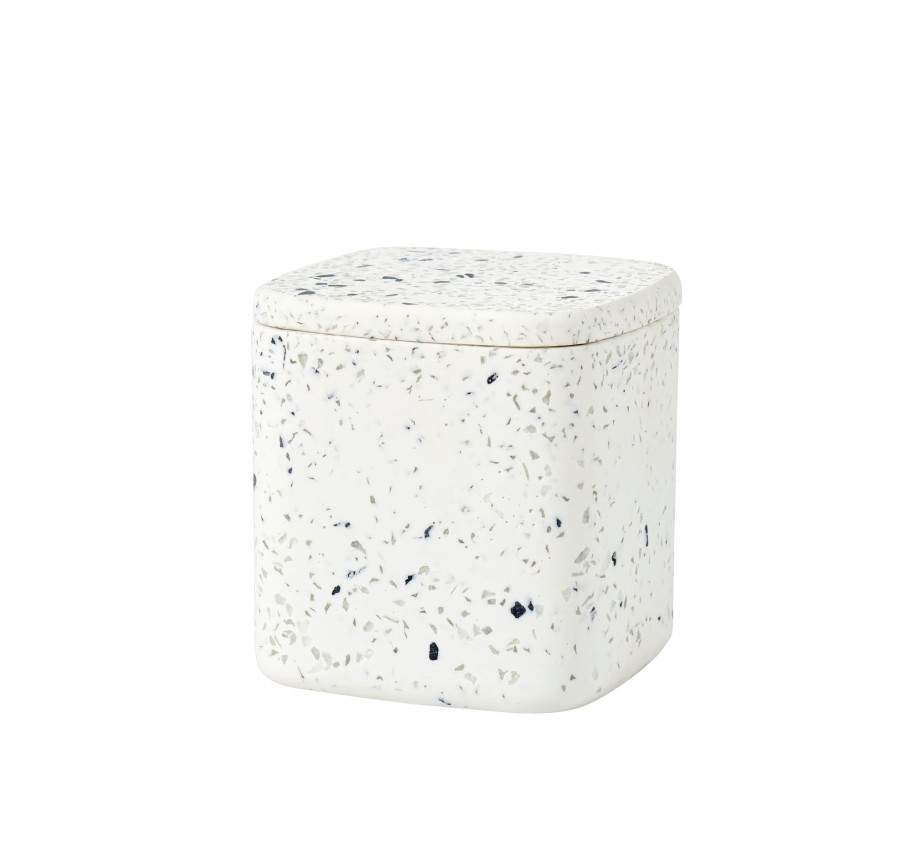 CASA Accesorios De Tocador | Terrazzo Soporte De Algodones Blanco