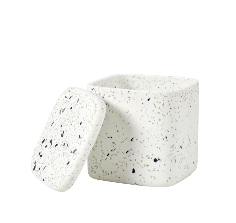 CASA Accesorios De Tocador | Terrazzo Soporte De Algodones Blanco