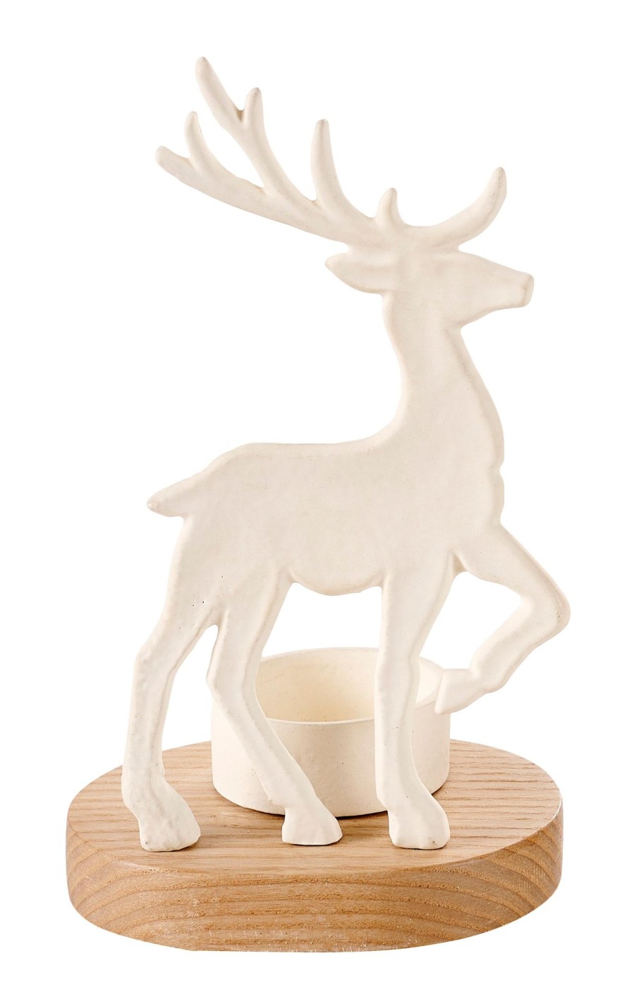 CASA Soprortes Para Velitas | Scandy Deer Soporte Para Vela Pequena Blanco, Natural