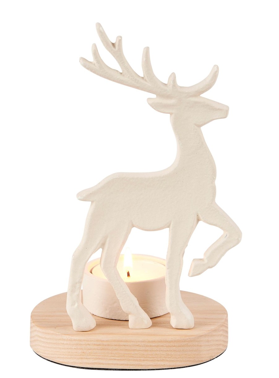 CASA Soprortes Para Velitas | Scandy Deer Soporte Para Vela Pequena Blanco, Natural