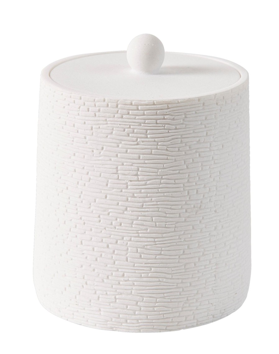 CASA Accesorios De Tocador | White Elegance Soporte De Algodones Con Tapa Blanco