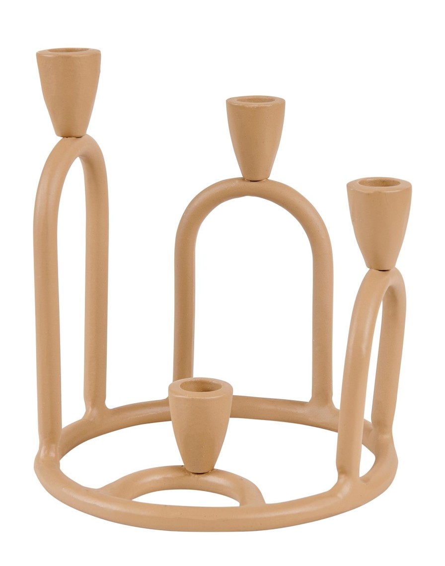 CASA Candelabros | Rings Candelabro Para 4 Velas Marron Claro