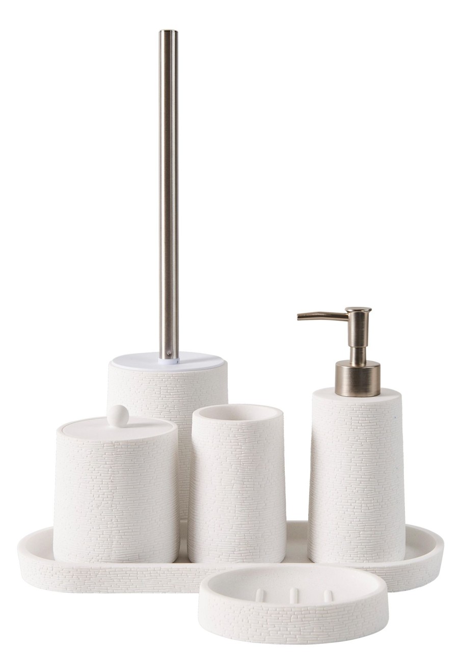 CASA Accesorios De Tocador | White Elegance Dispensador De Jabon Blanco, Plateado