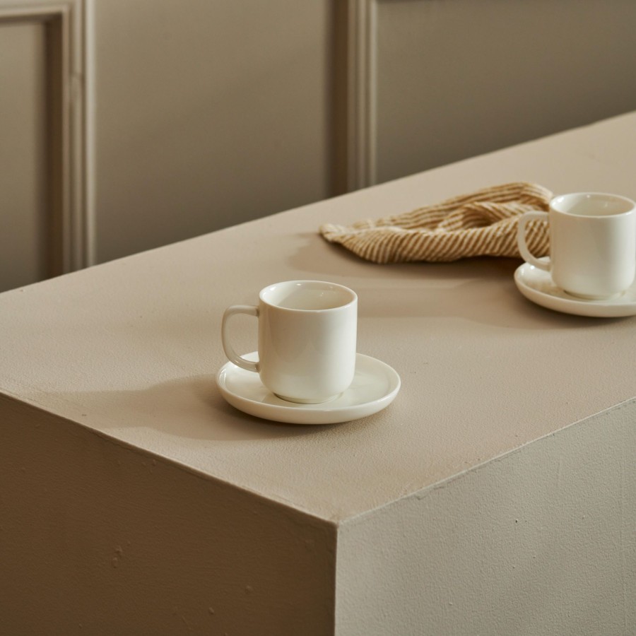 CASA Tazas | Moon Taza Y Plato Blanco