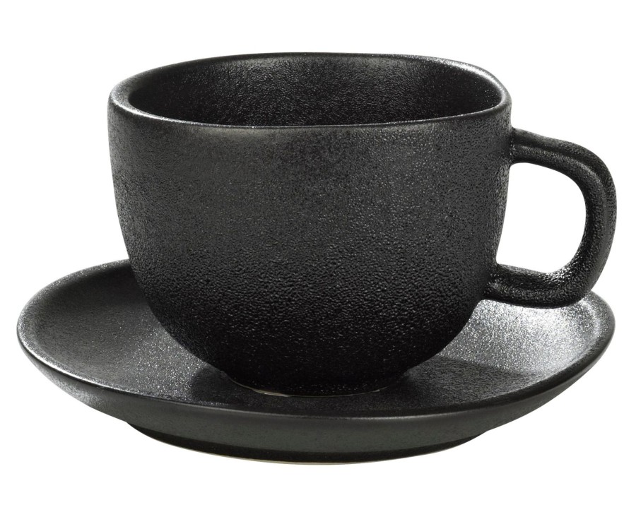 CASA Tazas | Magma Taza Y Plato Tacita Negro