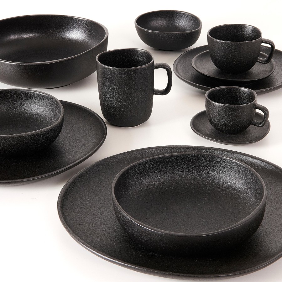 CASA Tazas | Magma Taza Y Plato Tacita Negro