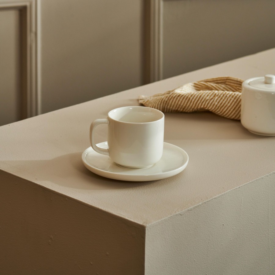 CASA Tazas | Moon Taza Y Plato Blanco